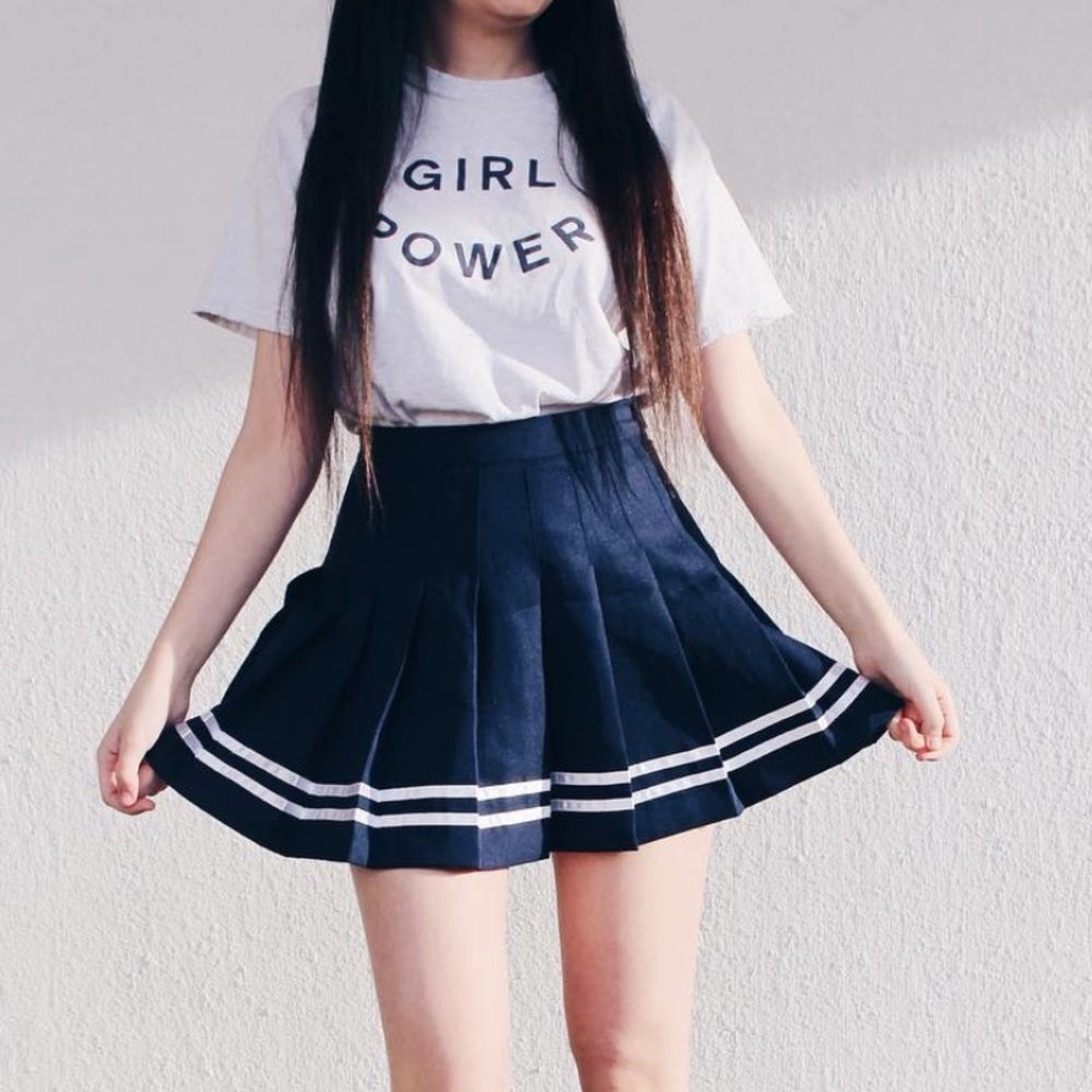 forever 21 pleated navy skirt